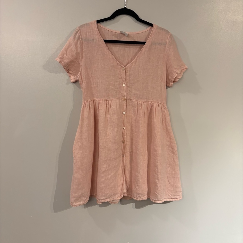 Jillian Harris x Priv Hamptons dress linen pink baby doll dress - Picture 5 of 13